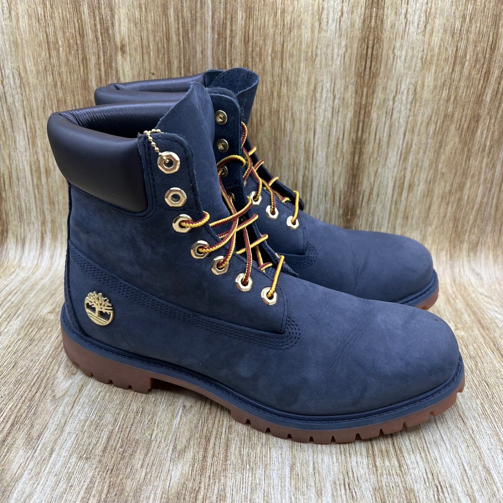 Timberland 6 Inch Premium Boots Men's Size 9.5 Navy Blue Nubuck Shoes A1B8P